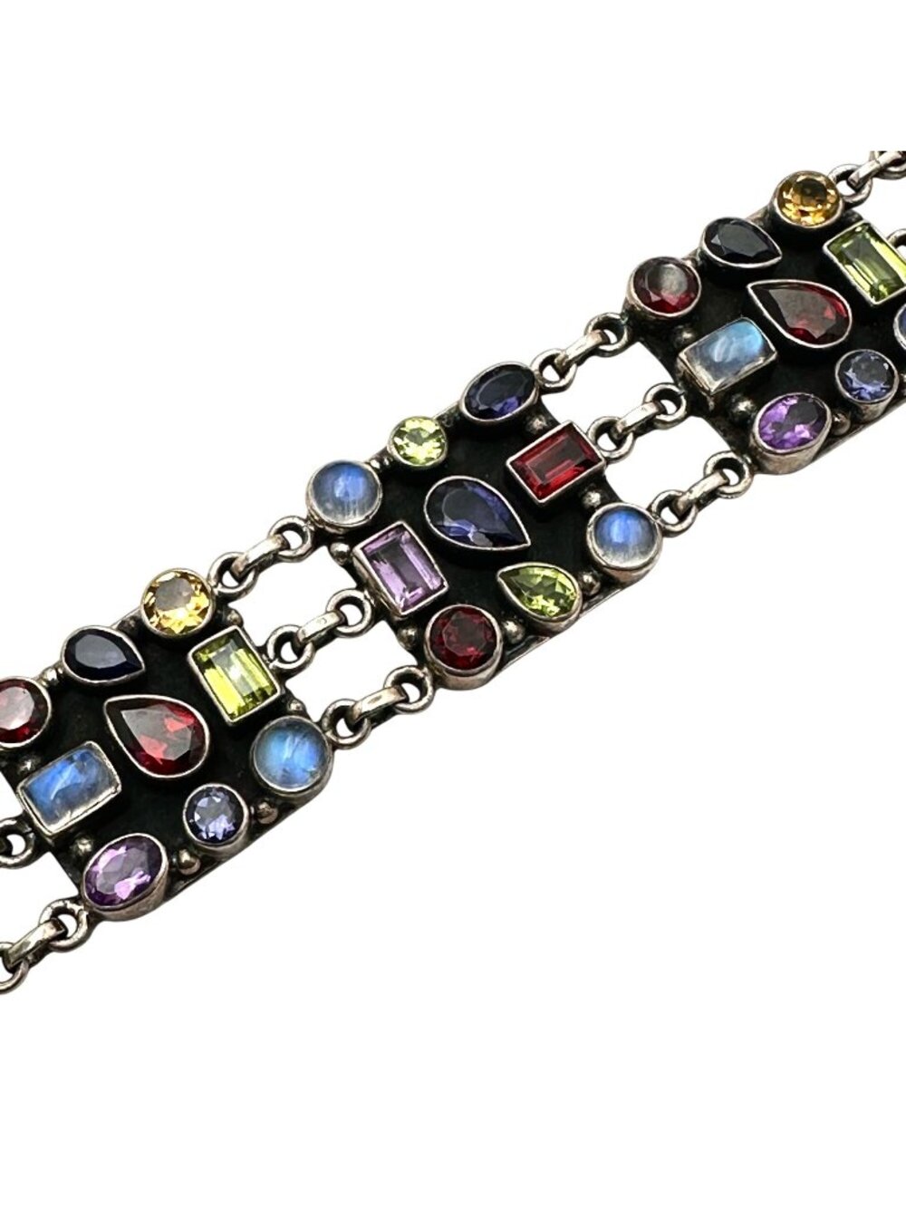 Nicky Butler Bracelet Multi Gemstone Amethyst Multicolor Sterling Silver 7.5"